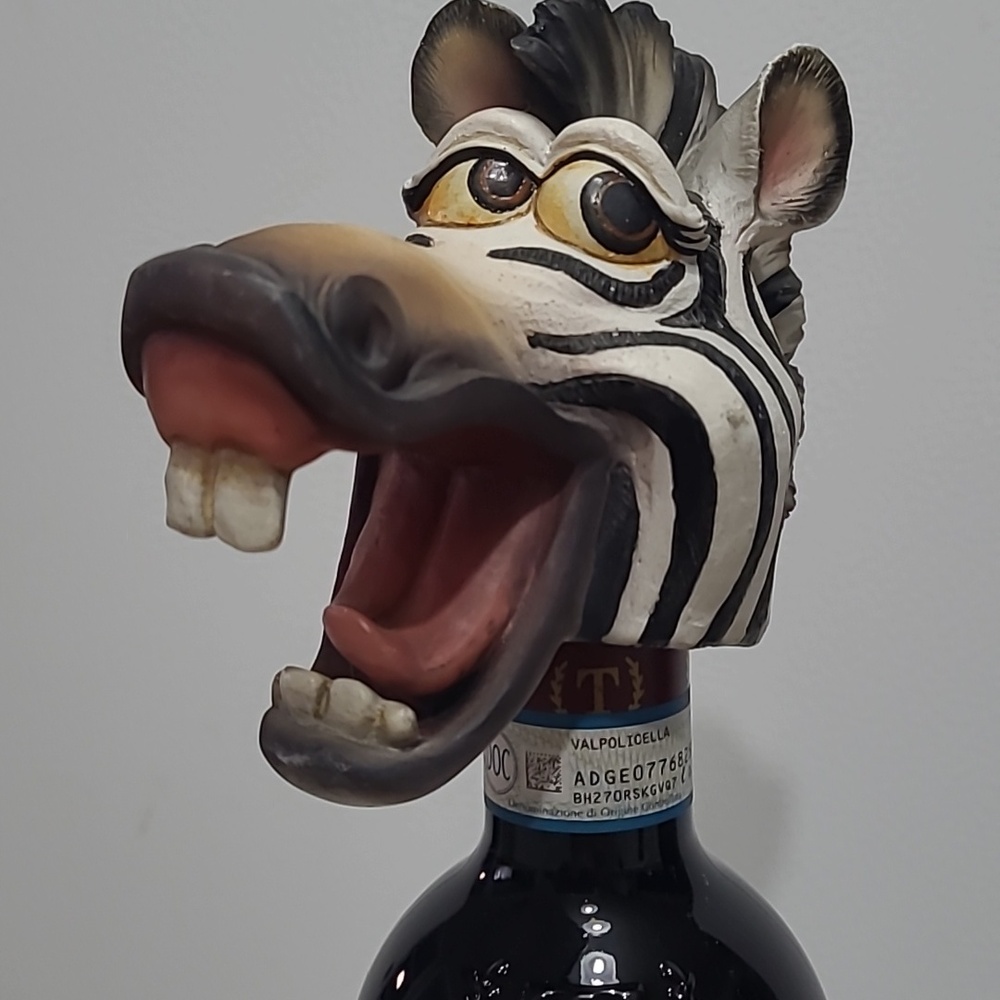 Zebra Wine Bottle Holder Resin Safari Bar Decor Fun Novelty Display Wine Not Inc